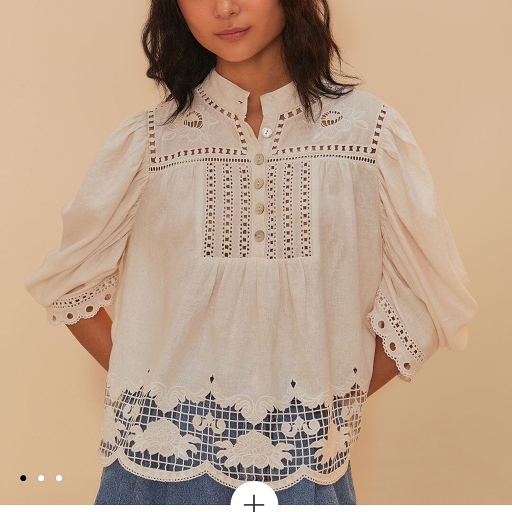 Farm Rio Off-White Romantic Richelieu Lenzing™ Ecovero™ Euroflax™ Blouse